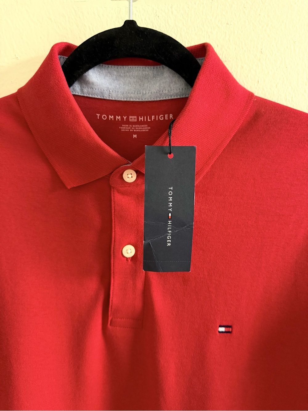 Tommy Hilfiger Red Men's Polo with Chest Flag Logo